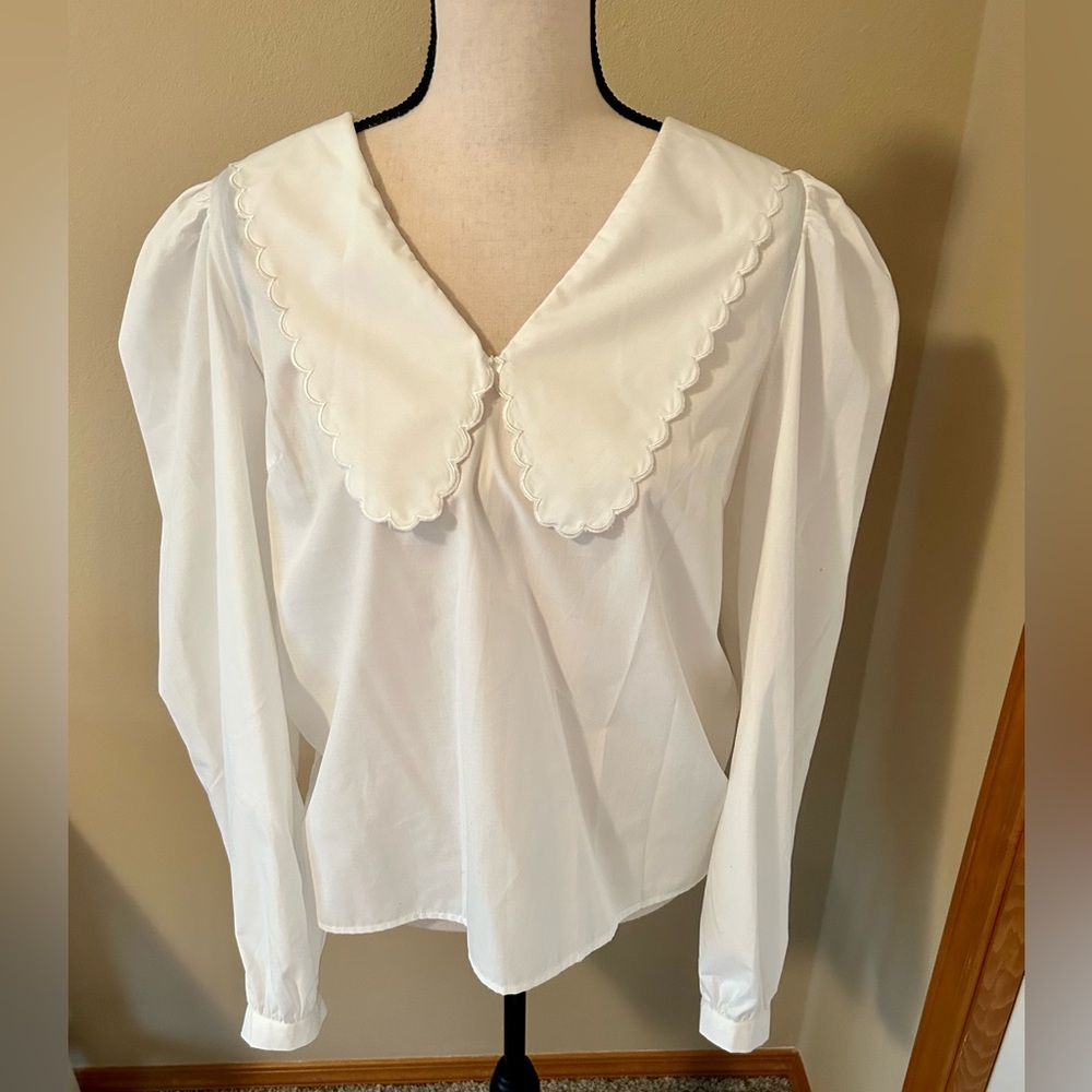 Ichi Peter Pan collar white blouse, size 40 (M)
